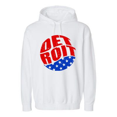 Patriotic Red White Blue Detroit Emblem Garment-Dyed Fleece Hoodie