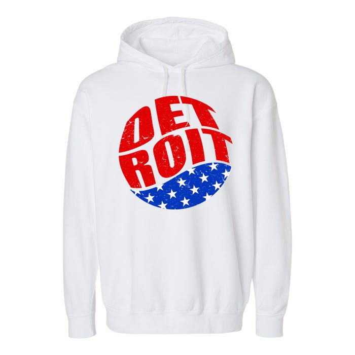 Patriotic Red White Blue Detroit Emblem Garment-Dyed Fleece Hoodie