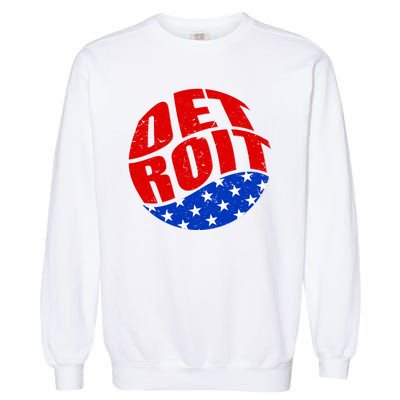 Patriotic Red White Blue Detroit Emblem Garment-Dyed Sweatshirt