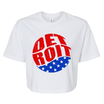 Patriotic Red White Blue Detroit Emblem Bella+Canvas Jersey Crop Tee