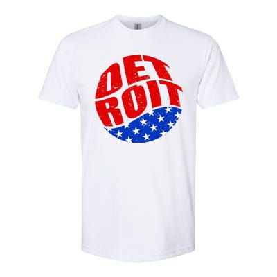 Patriotic Red White Blue Detroit Emblem Softstyle CVC T-Shirt