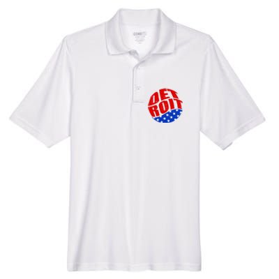 Patriotic Red White Blue Detroit Emblem Men's Origin Performance Pique Polo