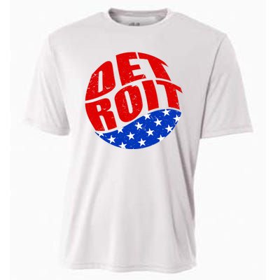 Patriotic Red White Blue Detroit Emblem Cooling Performance Crew T-Shirt