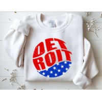 Patriotic Red White Blue Detroit Emblem Sweatshirt