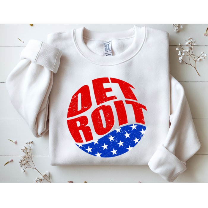 Patriotic Red White Blue Detroit Emblem Sweatshirt