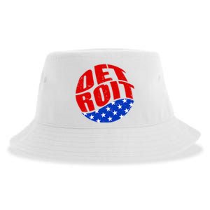 Patriotic Red White Blue Detroit Emblem Sustainable Bucket Hat