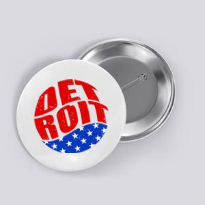 Patriotic Red White Blue Detroit Emblem Button