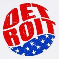 Patriotic Red White Blue Detroit Emblem Button