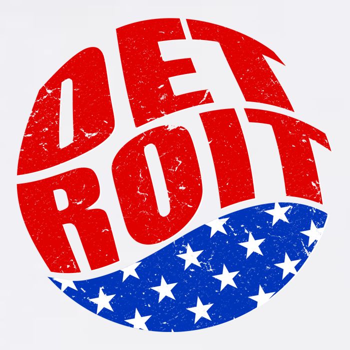 Patriotic Red White Blue Detroit Emblem Button
