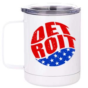 Patriotic Red White Blue Detroit Emblem 12 oz Stainless Steel Tumbler Cup