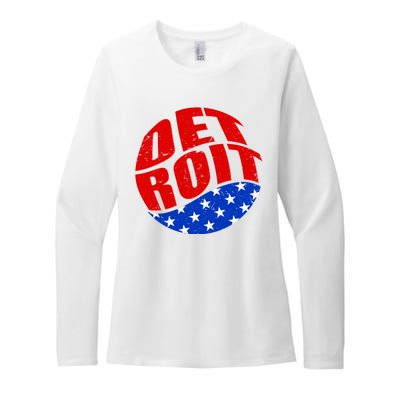 Patriotic Red White Blue Detroit Emblem Womens CVC Long Sleeve Shirt