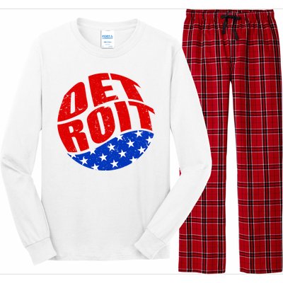 Patriotic Red White Blue Detroit Emblem Long Sleeve Pajama Set