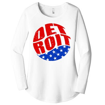 Patriotic Red White Blue Detroit Emblem Women's Perfect Tri Tunic Long Sleeve Shirt