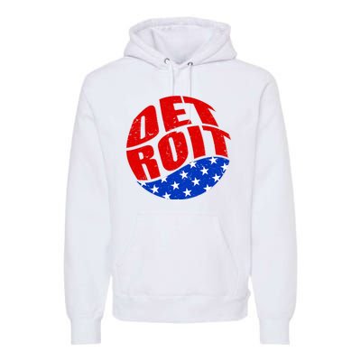 Patriotic Red White Blue Detroit Emblem Premium Hoodie