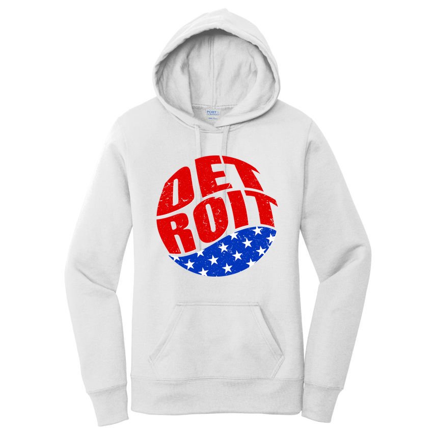Patriotic Red White Blue Detroit Emblem Women's Pullover Hoodie