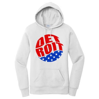 Patriotic Red White Blue Detroit Emblem Women's Pullover Hoodie