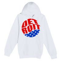 Patriotic Red White Blue Detroit Emblem Premium Pullover Hoodie