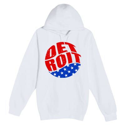 Patriotic Red White Blue Detroit Emblem Premium Pullover Hoodie