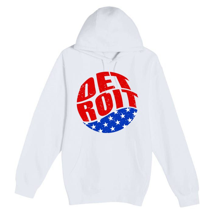 Patriotic Red White Blue Detroit Emblem Premium Pullover Hoodie