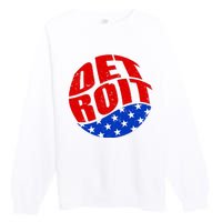 Patriotic Red White Blue Detroit Emblem Premium Crewneck Sweatshirt