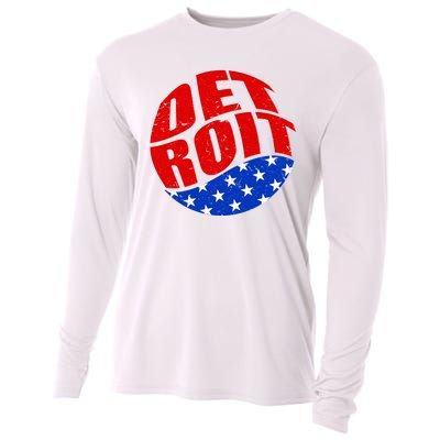 Patriotic Red White Blue Detroit Emblem Cooling Performance Long Sleeve Crew