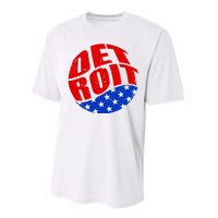 Patriotic Red White Blue Detroit Emblem Performance Sprint T-Shirt