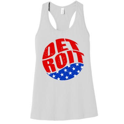 Patriotic Red White Blue Detroit Emblem Women's Racerback Tank