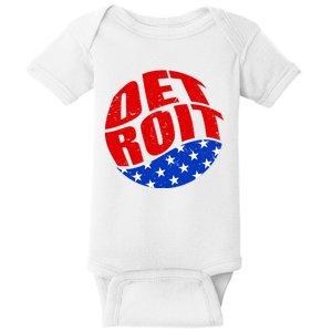 Patriotic Red White Blue Detroit Emblem Baby Bodysuit