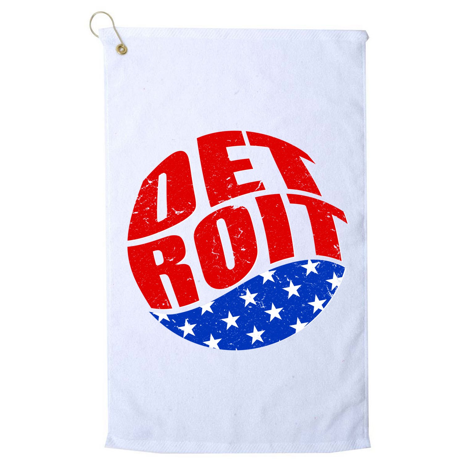 Patriotic Red White Blue Detroit Emblem Golf Towel