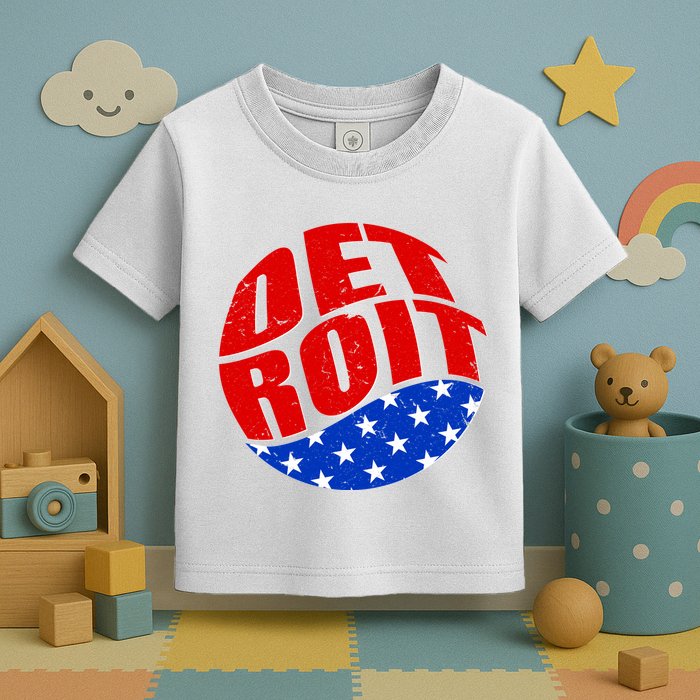 Patriotic Red White Blue Detroit Emblem Toddler T-Shirt