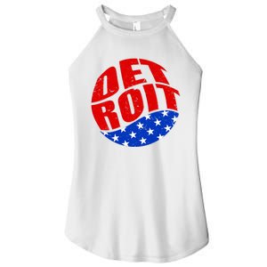 Patriotic Red White Blue Detroit Emblem Women's Perfect Tri Rocker Tank