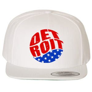 Patriotic Red White Blue Detroit Emblem Wool Snapback Cap