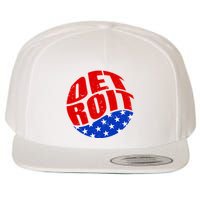 Patriotic Red White Blue Detroit Emblem Wool Snapback Cap