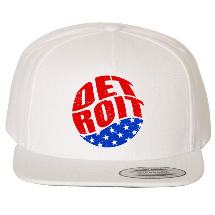 Patriotic Red White Blue Detroit Emblem Wool Snapback Cap