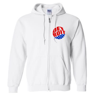 Patriotic Red White Blue Detroit Emblem Full Zip Hoodie