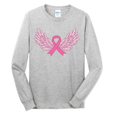 Pink Ribbon Wings Breast Cancer Awareness Tall Long Sleeve T-Shirt