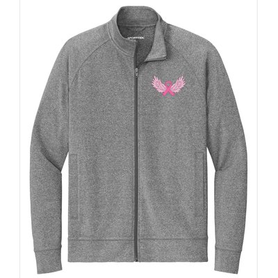 Pink Ribbon Wings Breast Cancer Awareness Stretch Full-Zip Cadet Jacket