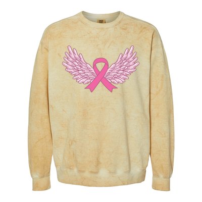 Pink Ribbon Wings Breast Cancer Awareness Colorblast Crewneck Sweatshirt