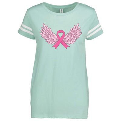 Pink Ribbon Wings Breast Cancer Awareness Enza Ladies Jersey Football T-Shirt