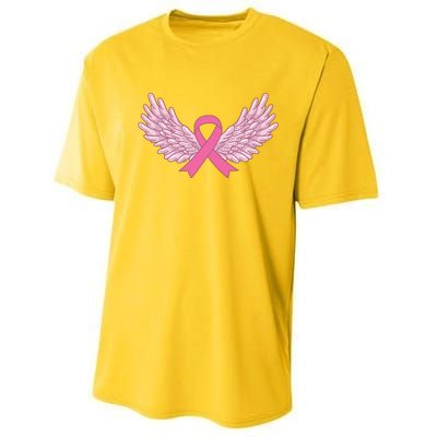 Pink Ribbon Wings Breast Cancer Awareness Performance Sprint T-Shirt