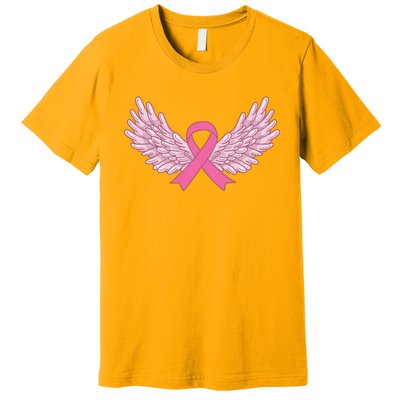 Pink Ribbon Wings Breast Cancer Awareness Premium T-Shirt