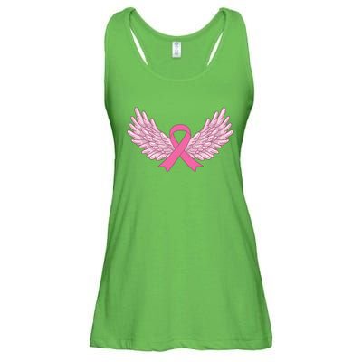 Pink Ribbon Wings Breast Cancer Awareness Ladies Essential Flowy Tank