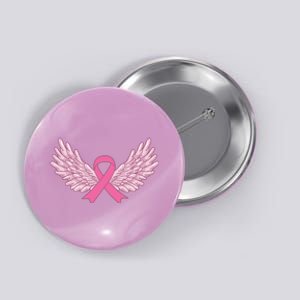 Pink Ribbon Wings Breast Cancer Awareness Button