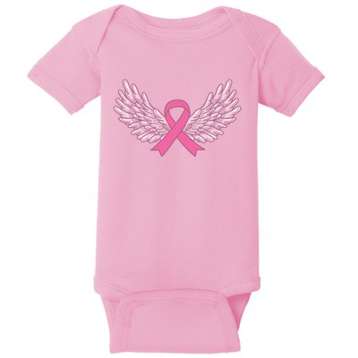 Pink Ribbon Wings Breast Cancer Awareness Baby Bodysuit