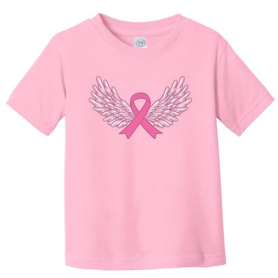 Pink Ribbon Wings Breast Cancer Awareness Toddler T-Shirt