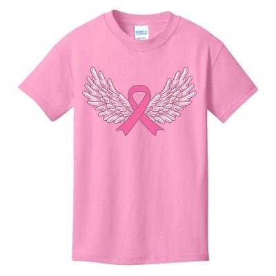 Pink Ribbon Wings Breast Cancer Awareness Kids T-Shirt