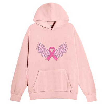 Pink Ribbon Wings Breast Cancer Awareness Urban Pullover Hoodie