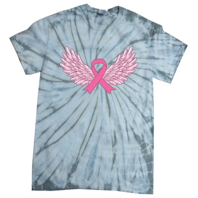 Pink Ribbon Wings Breast Cancer Awareness Tie-Dye T-Shirt