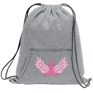 Pink Ribbon Wings Breast Cancer Awareness Sweatshirt Cinch Pack Bag