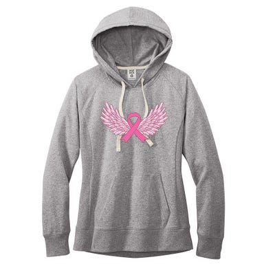 Pink Ribbon Wings Breast Cancer Awareness Women's Fleece Hoodie